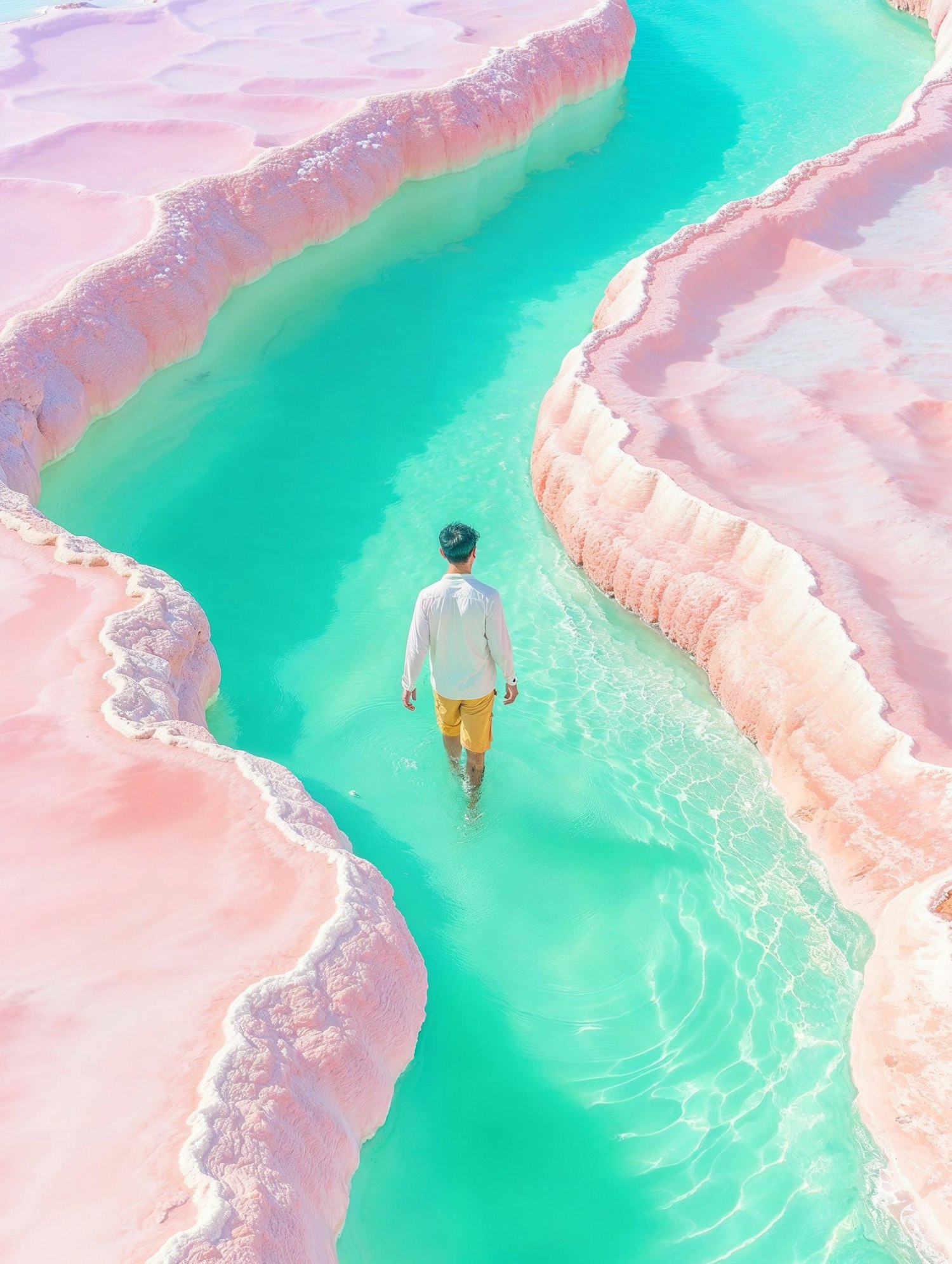 Turquoise Waters and Pink Formations