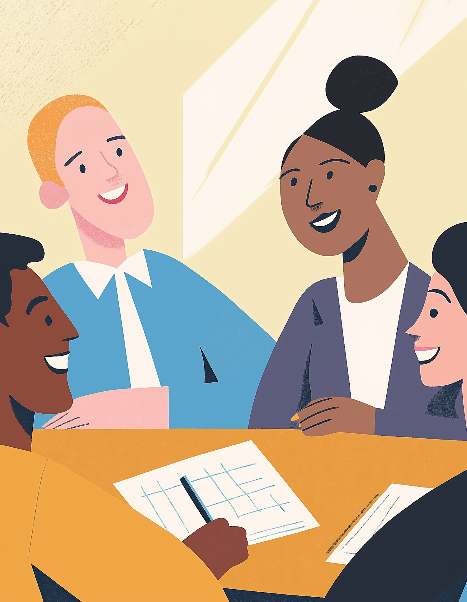 Cheerful Diverse Team Meeting Illustration