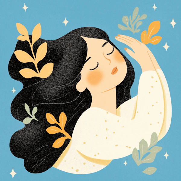 Serene Woman with Flowing Hair