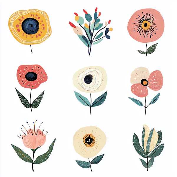 Stylized Floral Grid