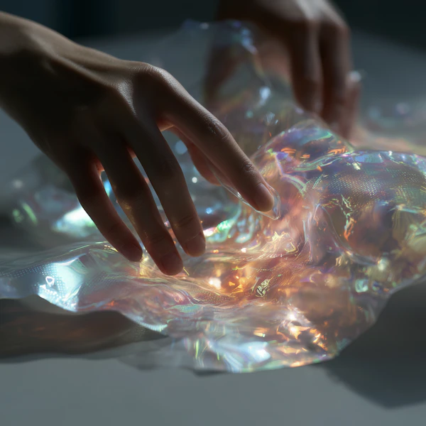 Hands with Iridescent Material