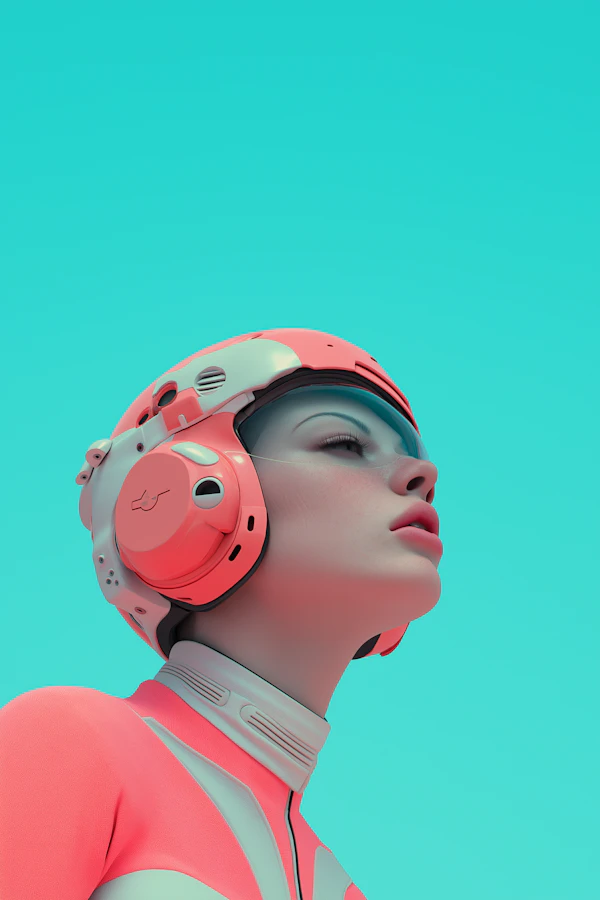 Futuristic Human with High-Tech Helmet