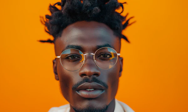 Portrait of a Young Man in Fashionable Glasses
