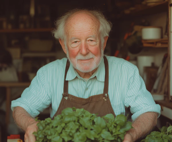 Elderly Man with Herbs