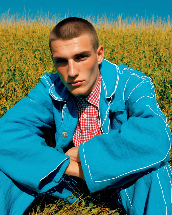 Man in Vibrant Field