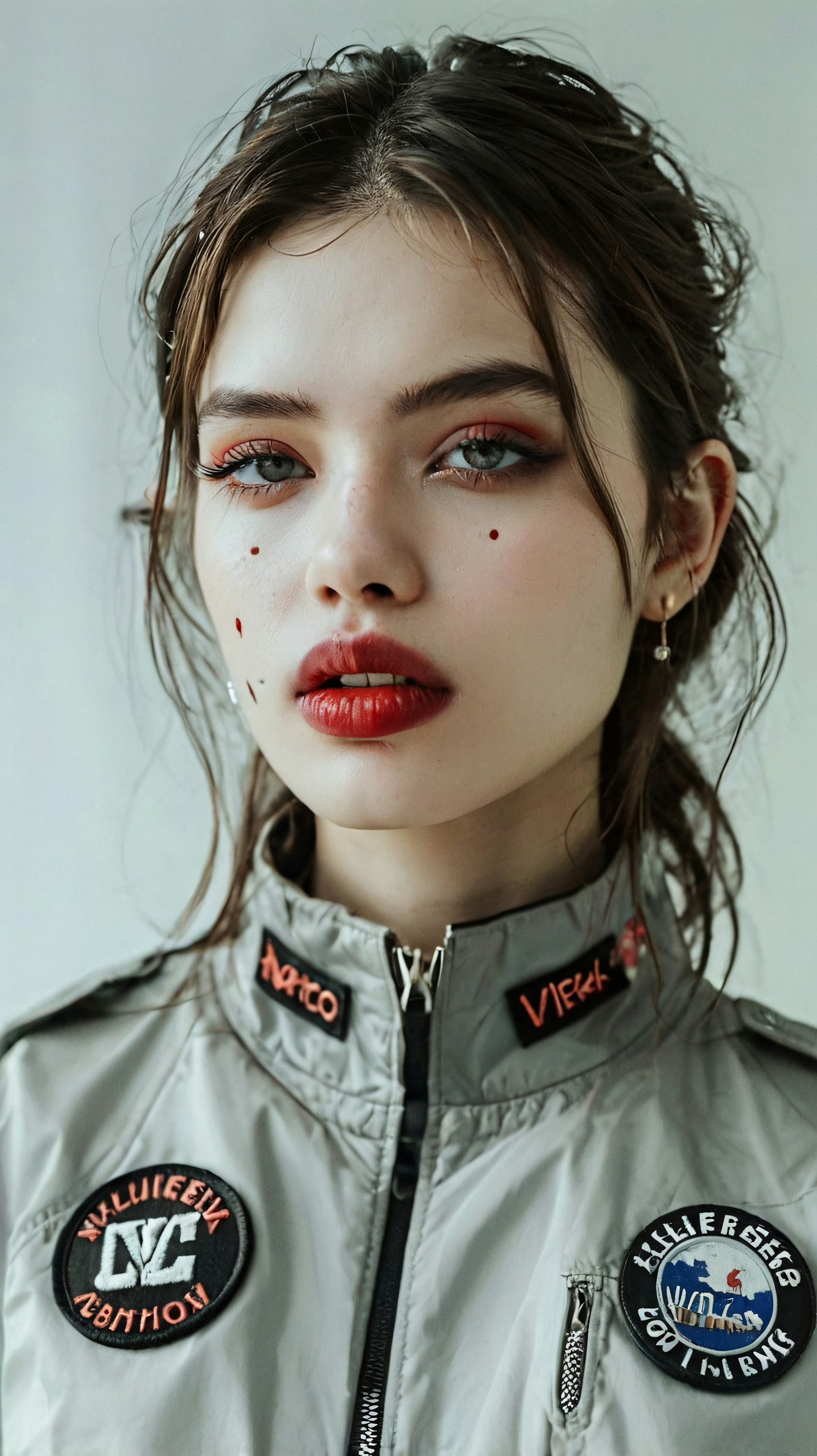 Portrait of a Young Woman with Striking Makeup