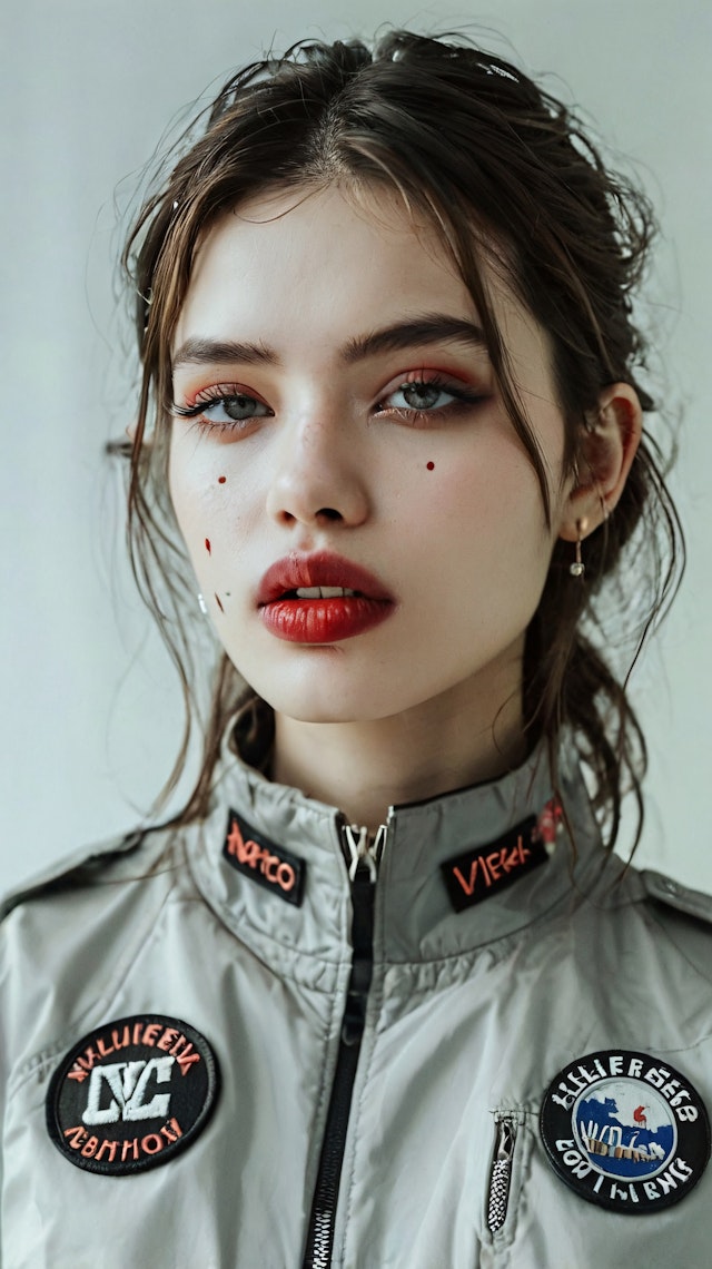 Portrait of a Young Woman with Striking Makeup