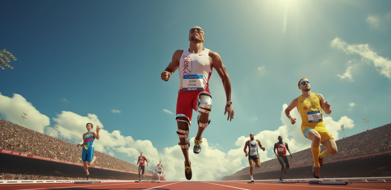 Paralympic Sprinters' Zeal Against a Dramatic Sky