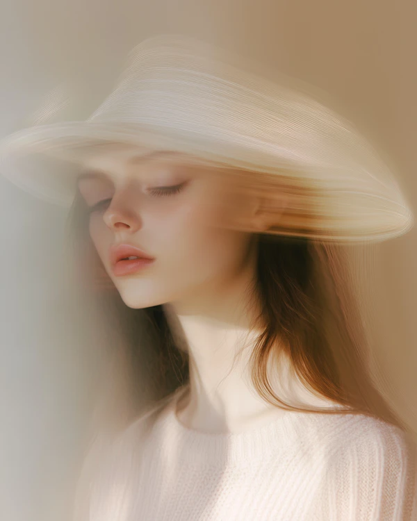 Serene Woman in Wide-Brimmed Hat