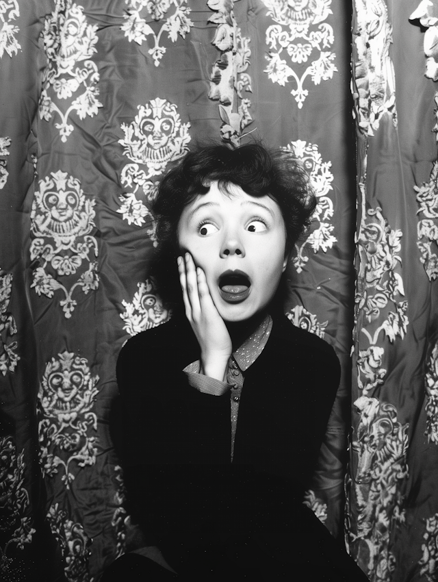 Surprised Woman in Monochrome