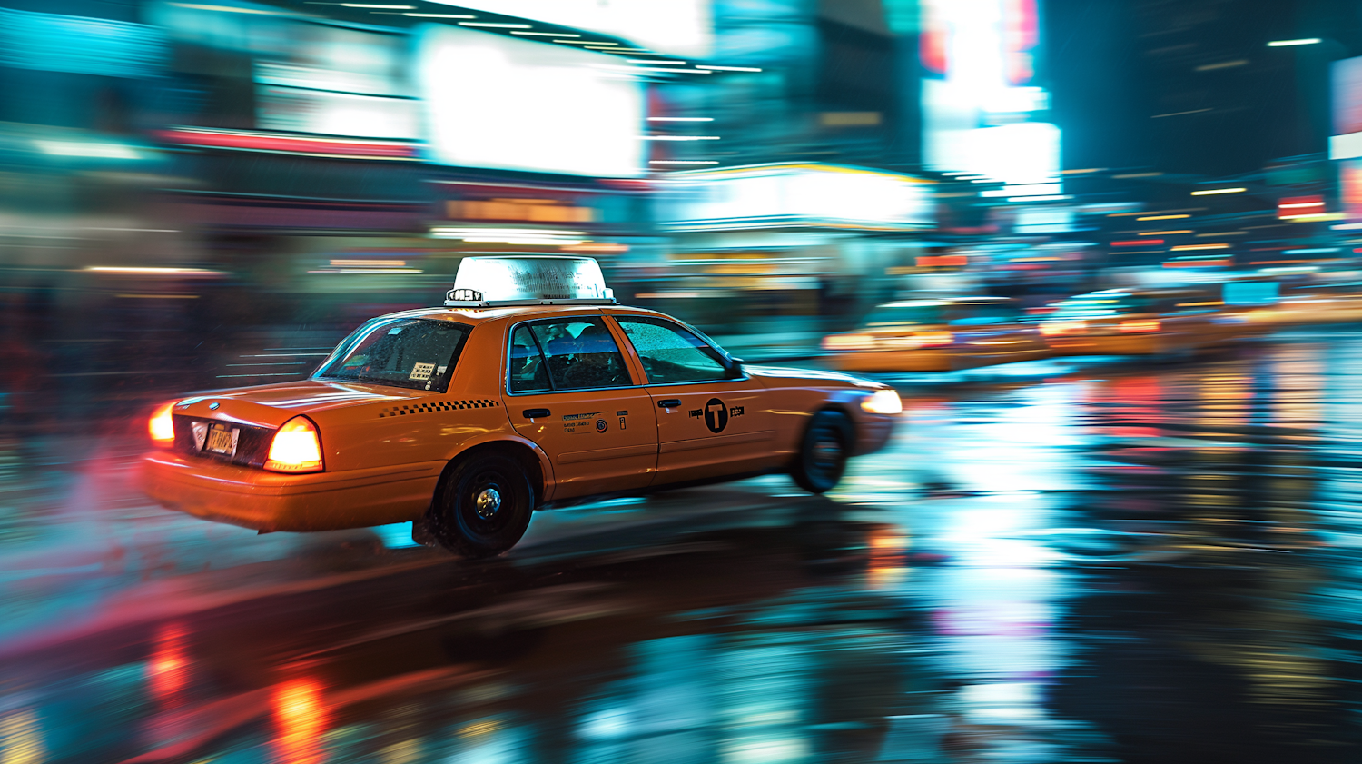 Vibrant City Motion: Speeding Yellow Taxi