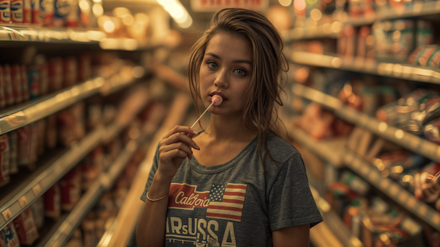 Young Woman in Supermarket