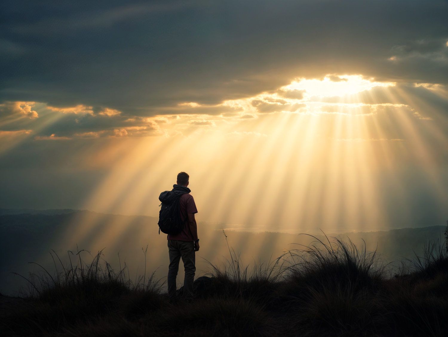 Contemplative Silhouette on Hilltop