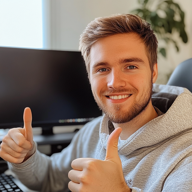 Smiling Young Man in Hoodie