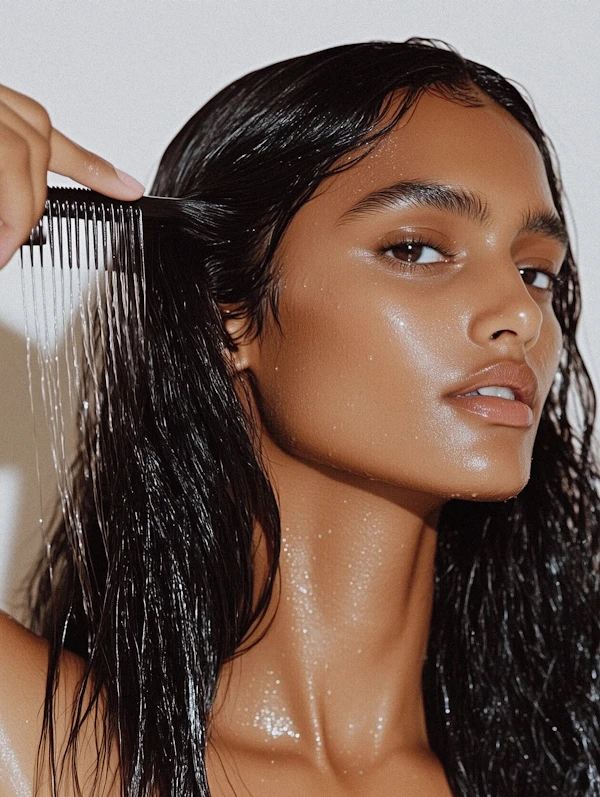 Close-up of Person with Wet Hair