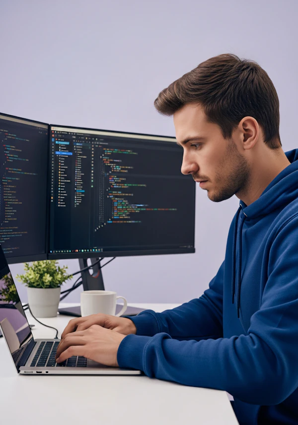 Focused Programmer at Desk