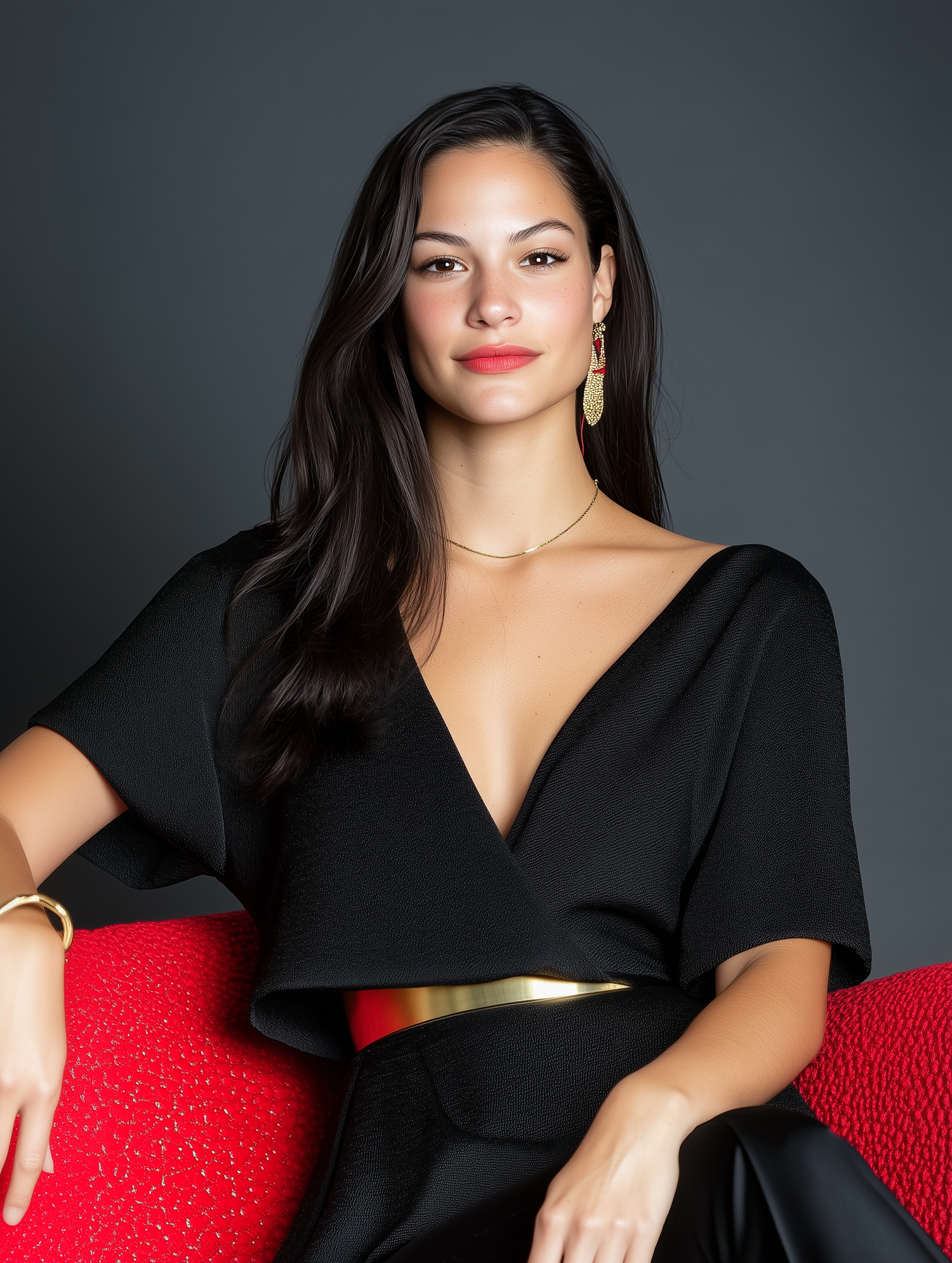 Elegant Woman in Black Outfit