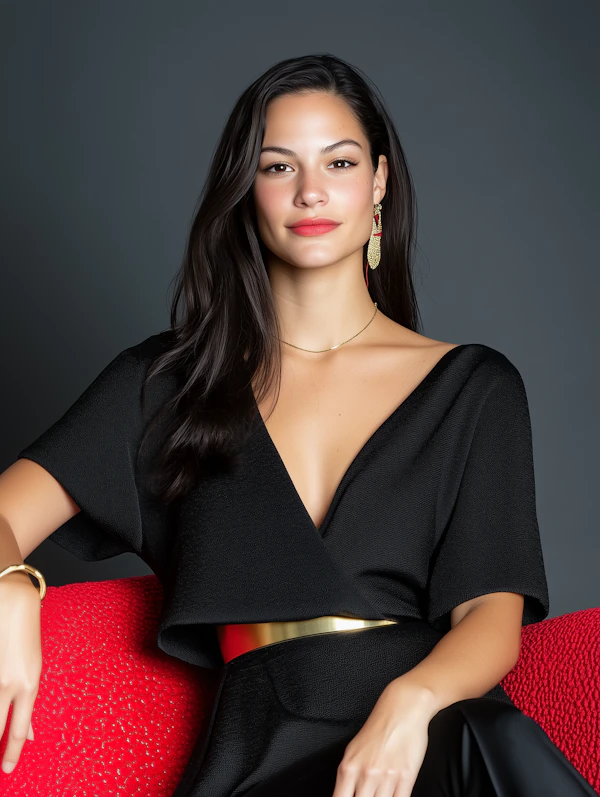 Elegant Woman in Black Outfit