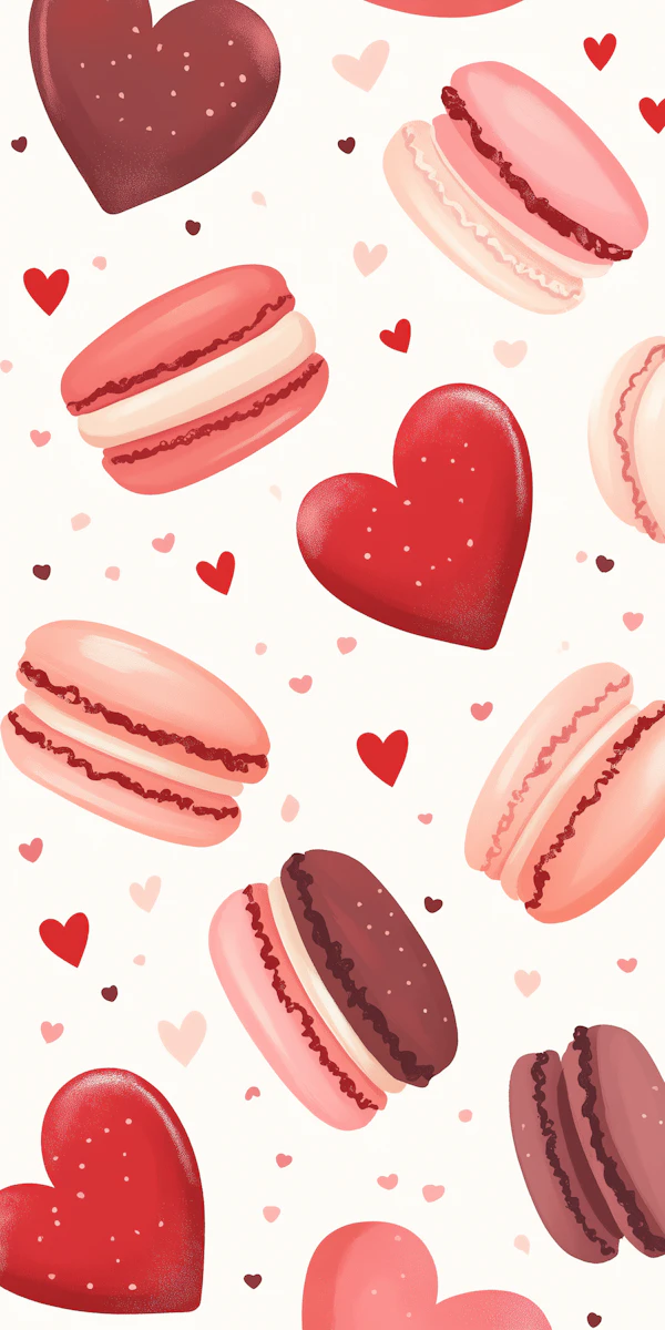 Playful Macarons and Hearts Pattern