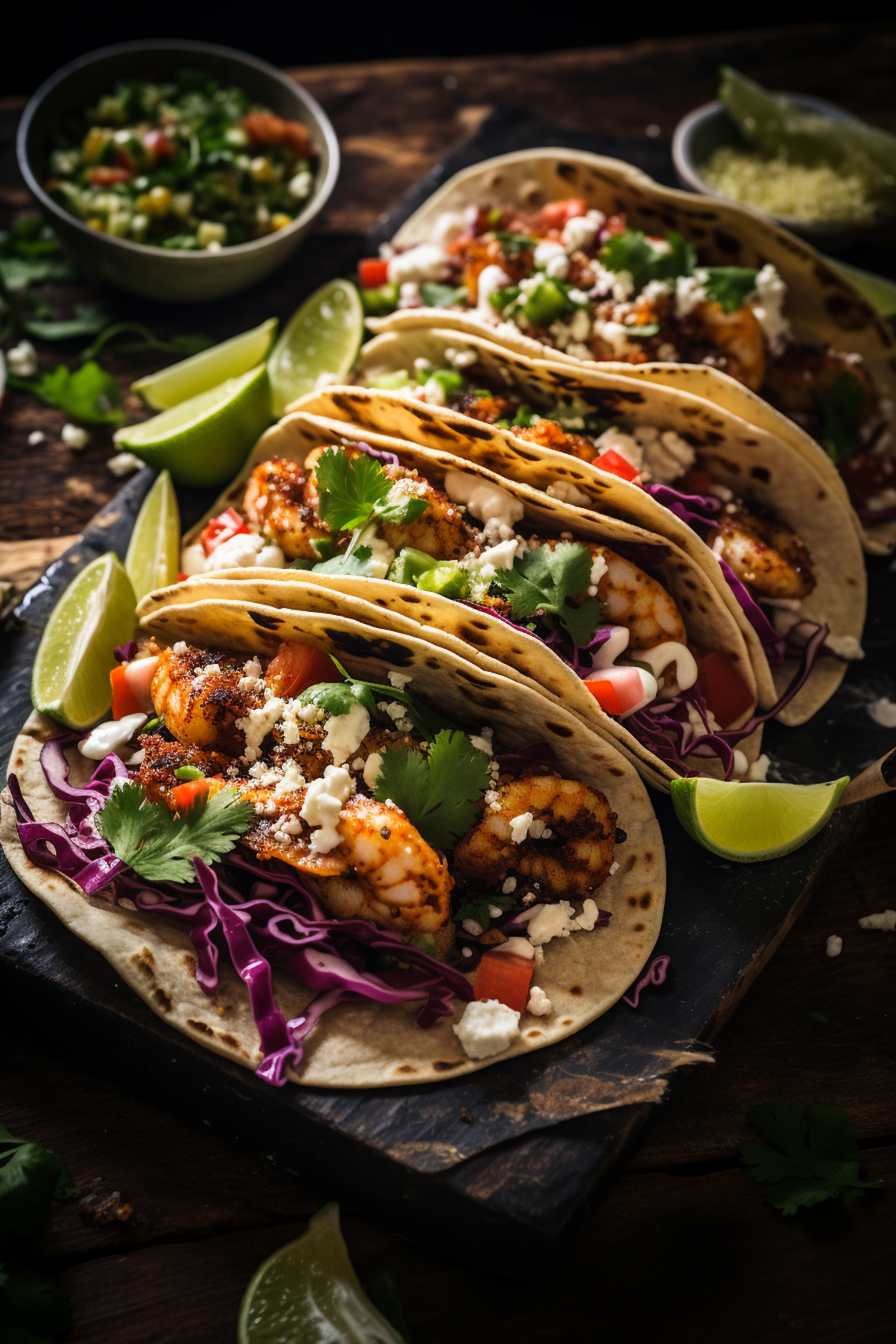 Grilled Shrimp Tacos with Purple Cabbage and Creamy Sauce