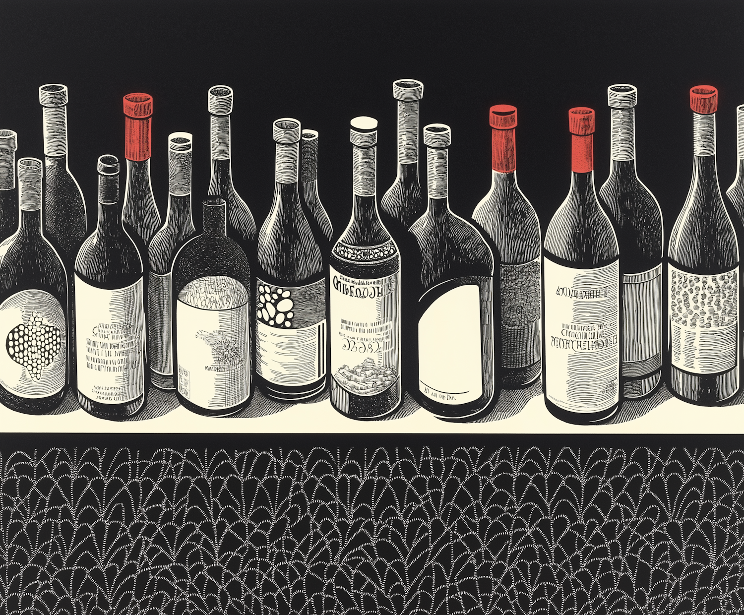 Artistic Array of Wine Bottles