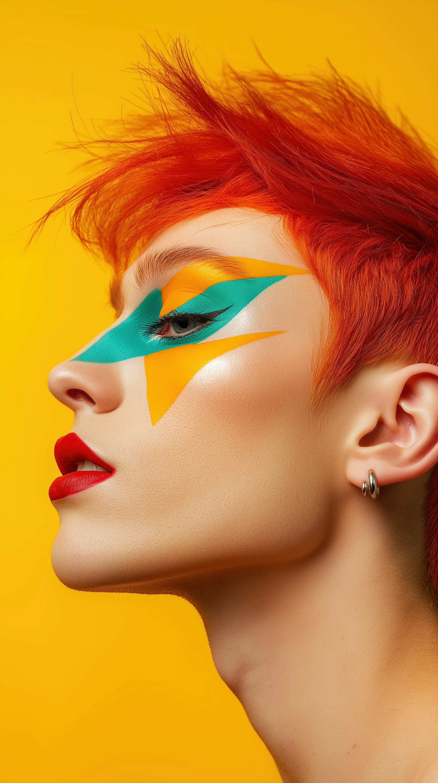 Vibrant Portrait with Geometric Face Paint