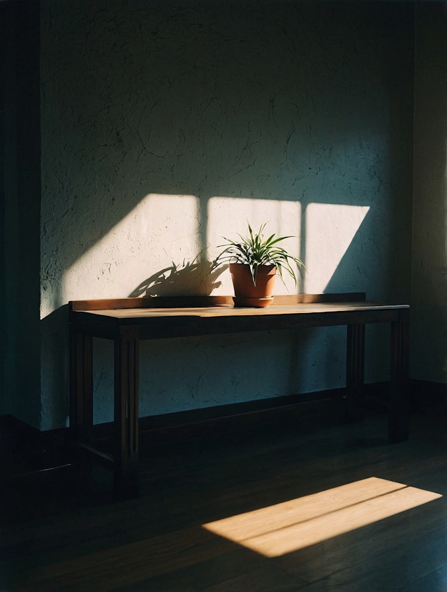 Serene Indoor Scene with Potted Plant