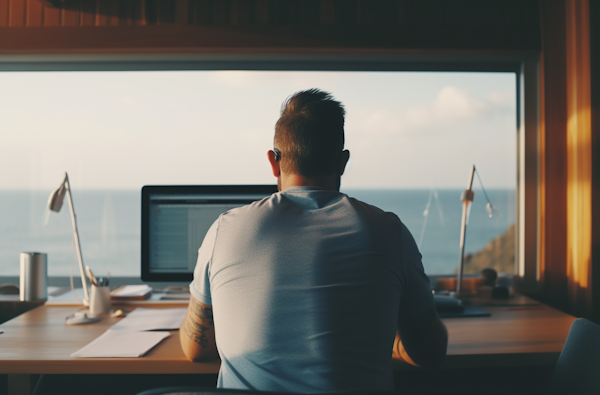 Serene Seaside Workspace