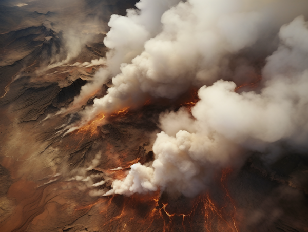 Volcanic Majesty: An Aerial Symphony of Fire and Ash