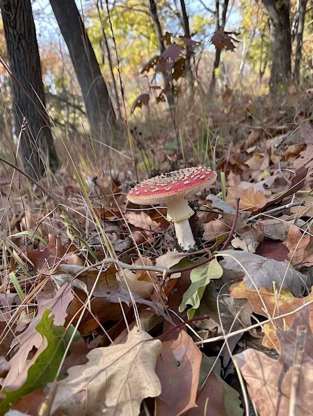 Vibrant Red Mushroom in Forest