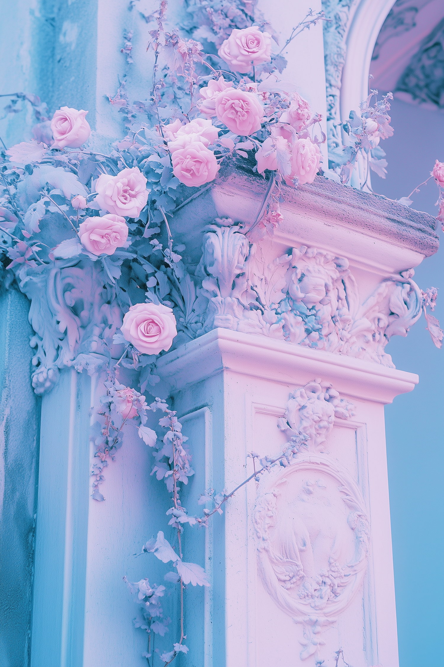 Ornate Architectural Detail with Roses