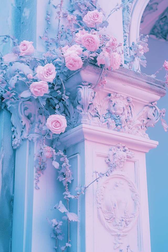 Ornate Architectural Detail with Roses