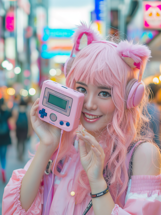 Fashionable Gamer in Pink