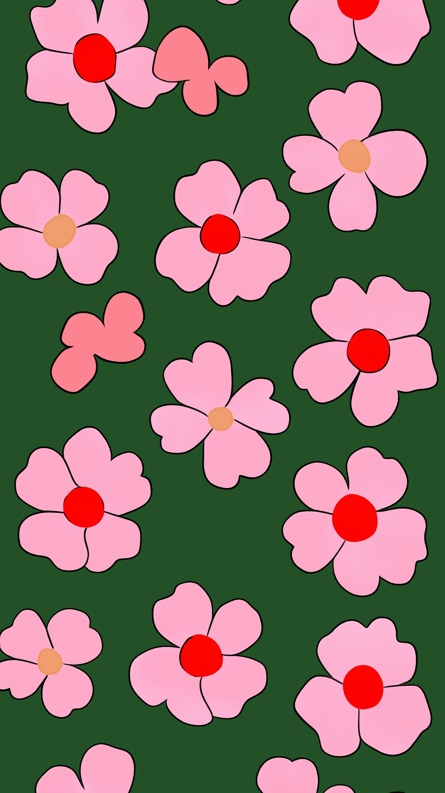 Stylized Pink Flowers Pattern