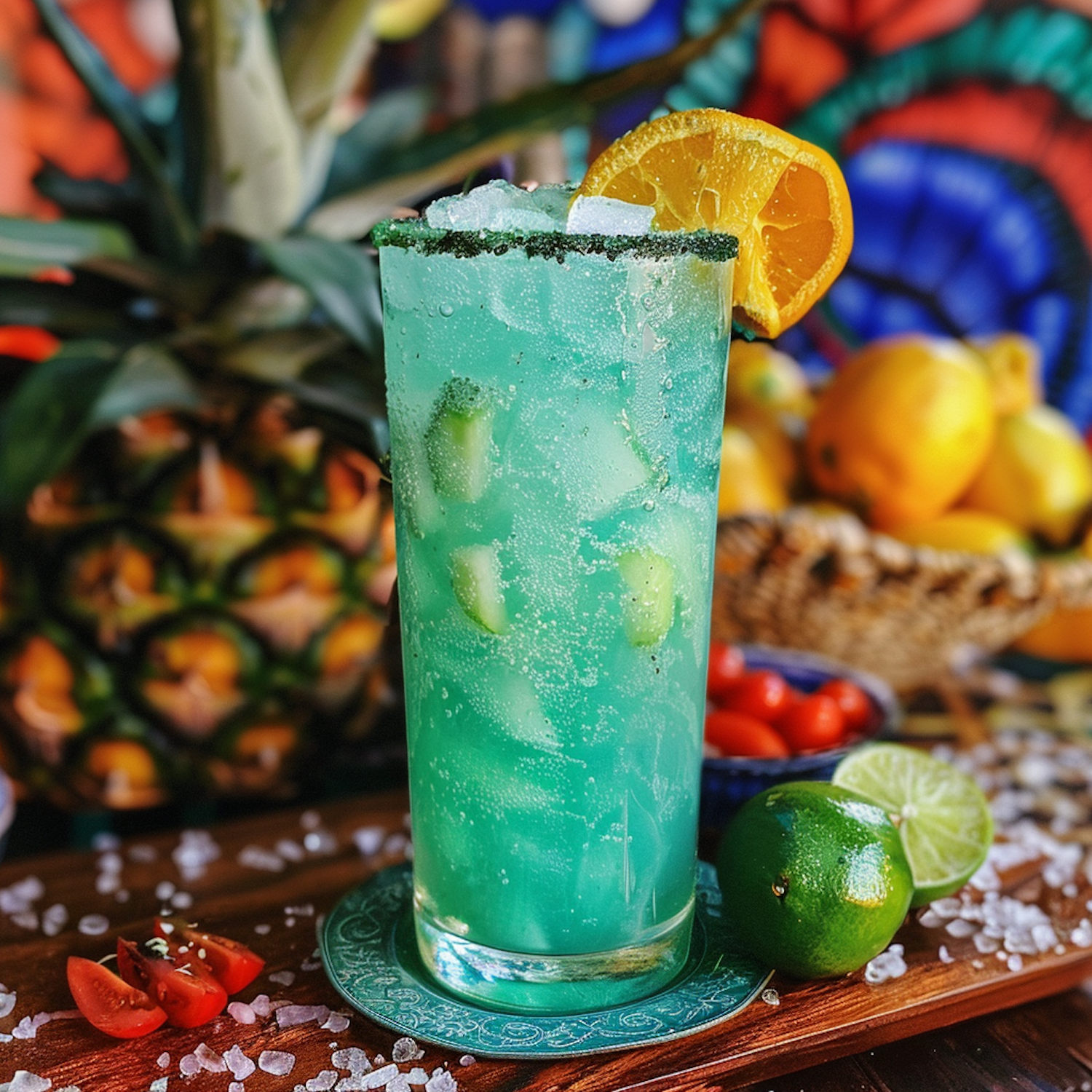 Tropical Beverage in Festive Setting