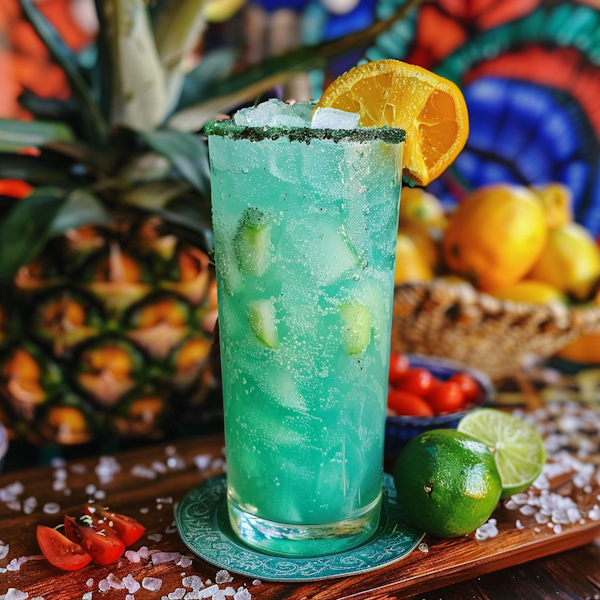 Tropical Beverage in Festive Setting