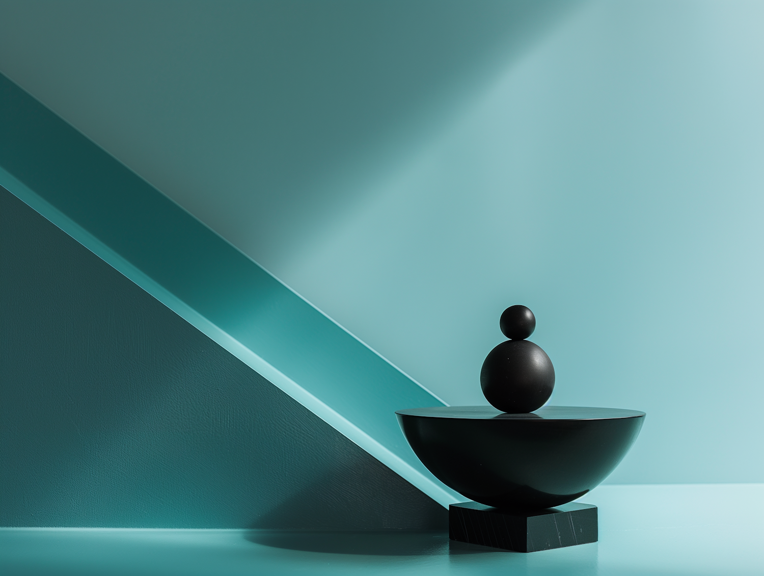 Abstract Geometric Composition in Teal and Aqua