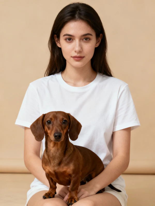 Woman with Dachshund