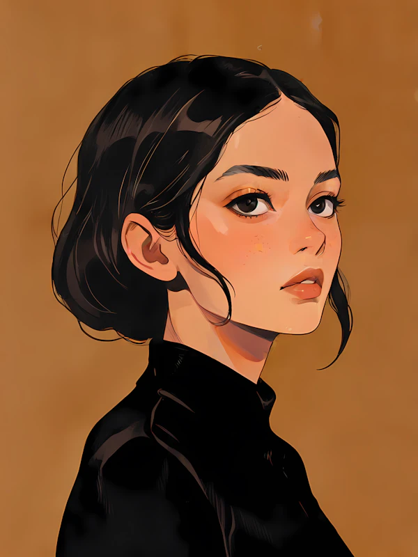 Contemplative Woman Illustration