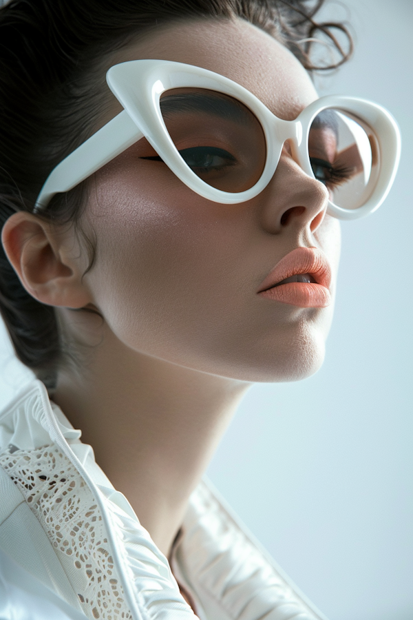 Stylish Woman with White Sunglasses