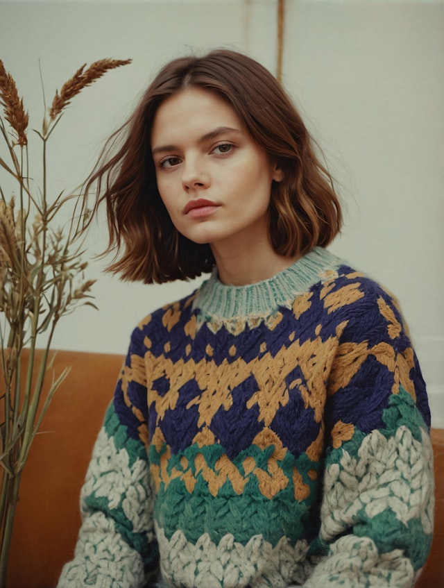 Young Woman in Patterned Sweater