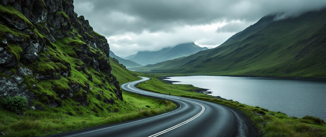 Winding Road Through Lush Landscape