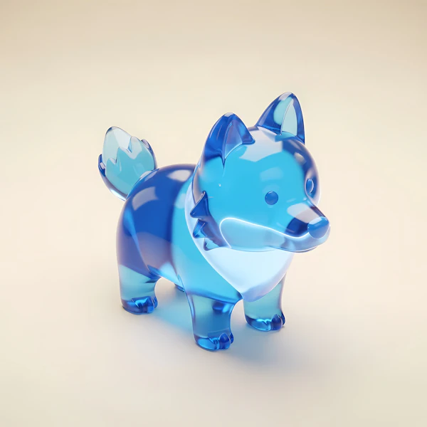 Blue Glass Dog Figurine