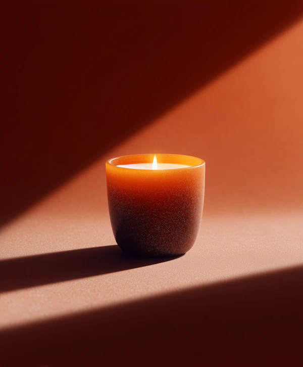 Candle in Orange Holder