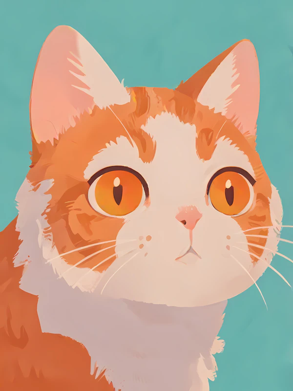 Illustration of Orange and White Cat