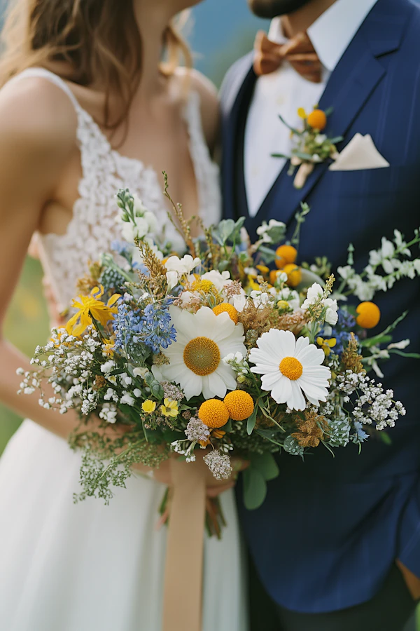 Wedding Couple with Bouquet