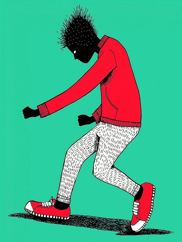 Stylized Figure in Red