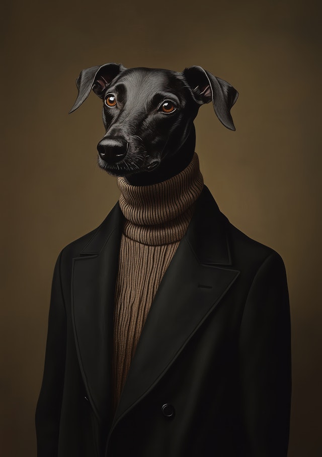 Anthropomorphic Dog in Sophisticated Attire