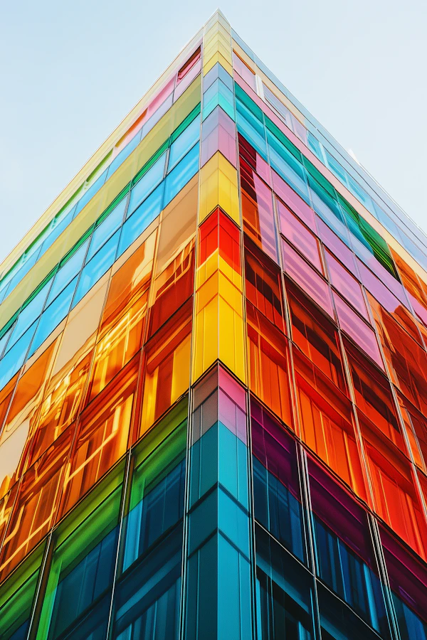 Vibrant Multicolored Glass Facade
