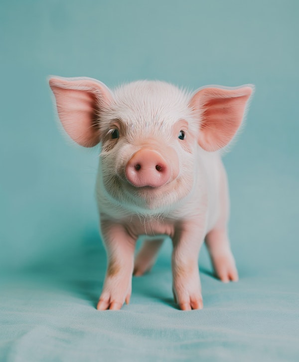 Curious Piglet on Teal